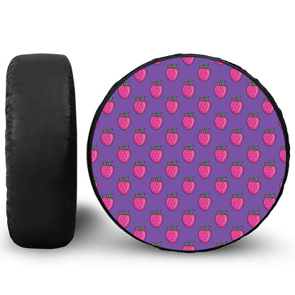 Purple Strawberry Pattern Print Tire Cover