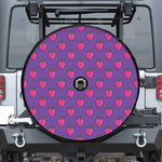 Purple Strawberry Pattern Print Tire Cover With Camera Hole
