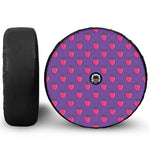 Purple Strawberry Pattern Print Tire Cover With Camera Hole