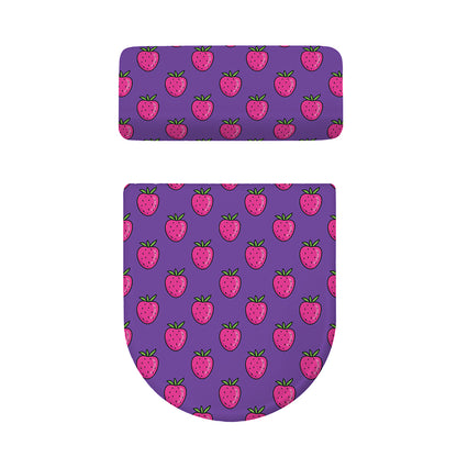 Purple Strawberry Pattern Print Toilet Lid And Tank Cover Set