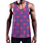 Purple Strawberry Pattern Print Training Tank Top