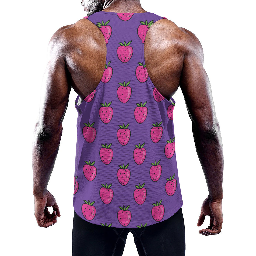 Purple Strawberry Pattern Print Training Tank Top