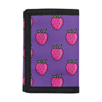 Purple Strawberry Pattern Print Trifold Wallet