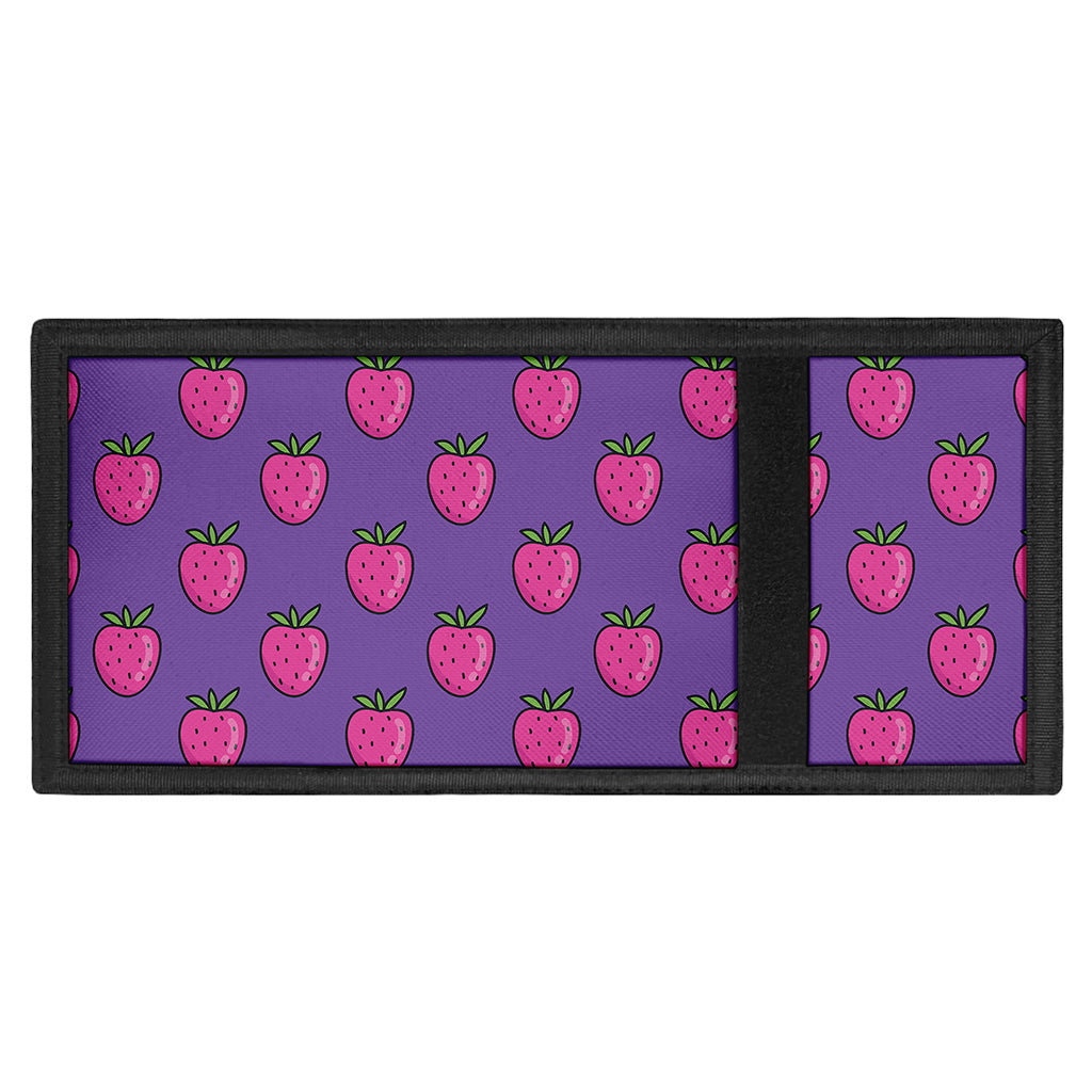 Purple Strawberry Pattern Print Trifold Wallet