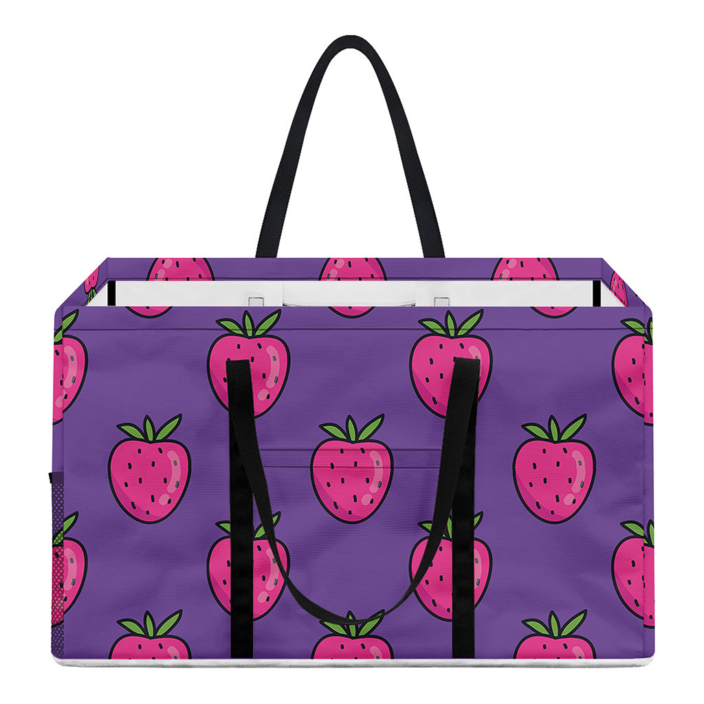 Purple Strawberry Pattern Print Utility Tote Bag
