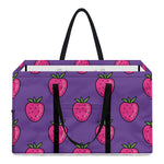 Purple Strawberry Pattern Print Utility Tote Bag
