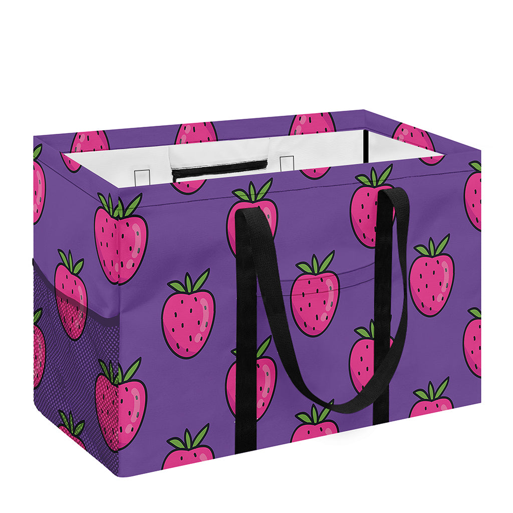 Purple Strawberry Pattern Print Utility Tote Bag