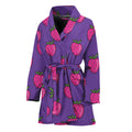 Purple Strawberry Pattern Print Women's Bathrobe