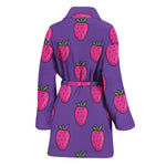 Purple Strawberry Pattern Print Women's Bathrobe