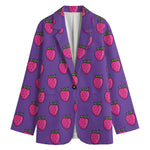 Purple Strawberry Pattern Print Women's Blazer