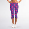Purple Strawberry Pattern Print Women's Capri Leggings