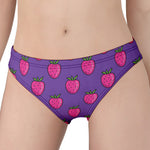 Purple Strawberry Pattern Print Women's Panties