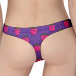 Purple Strawberry Pattern Print Women's Thong