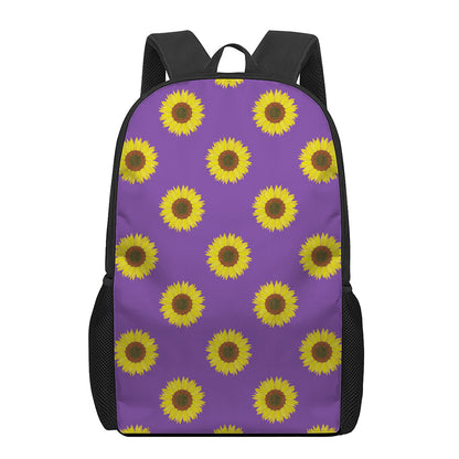 Purple Sunflower Pattern Print 17 Inch Backpack