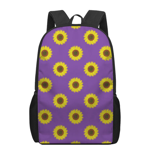 Purple Sunflower Pattern Print 17 Inch Backpack