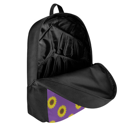 Purple Sunflower Pattern Print 17 Inch Backpack