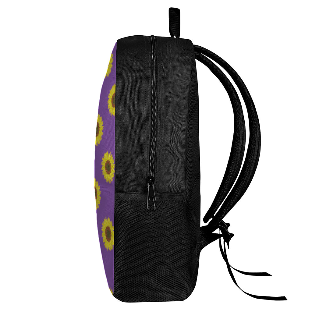 Purple Sunflower Pattern Print 17 Inch Backpack