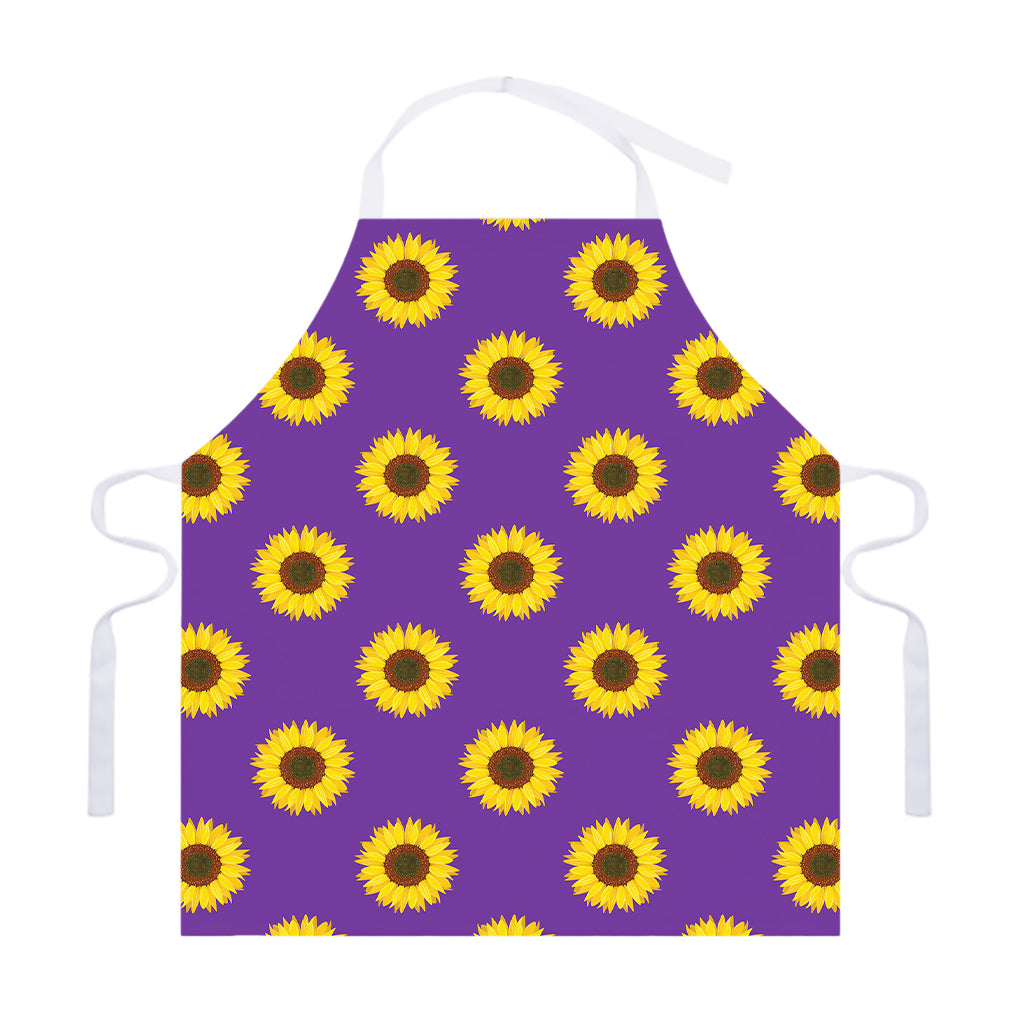 Purple Sunflower Pattern Print Adjustable Apron