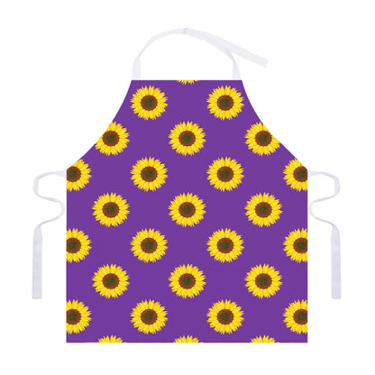 Purple Sunflower Pattern Print Adjustable Apron