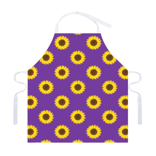 Purple Sunflower Pattern Print Adjustable Apron