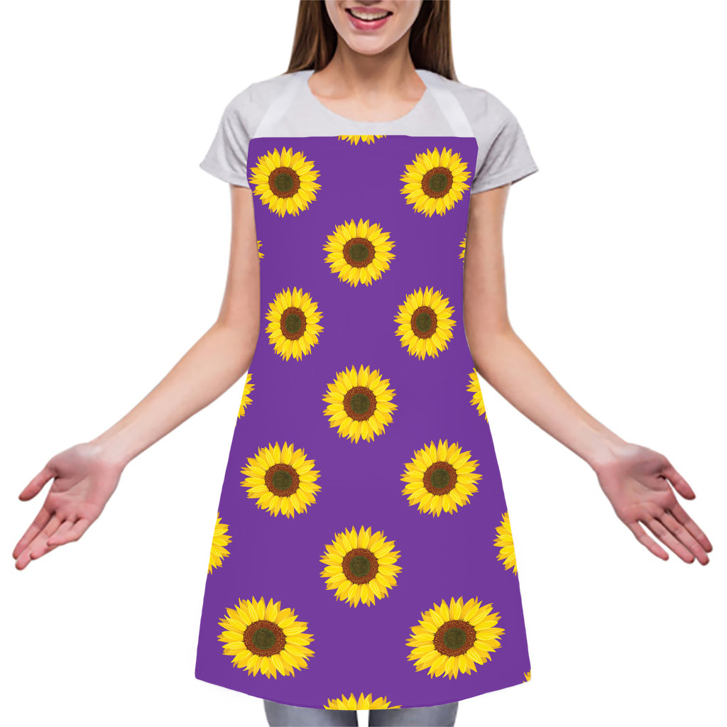 Purple Sunflower Pattern Print Adjustable Apron