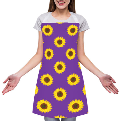 Purple Sunflower Pattern Print Adjustable Apron
