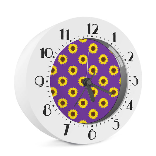 Purple Sunflower Pattern Print Alarm Clock