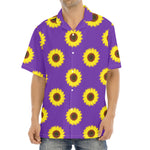 Purple Sunflower Pattern Print Aloha Shirt