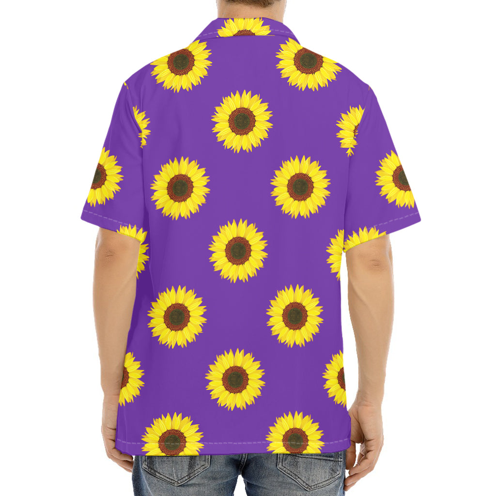 Purple Sunflower Pattern Print Aloha Shirt