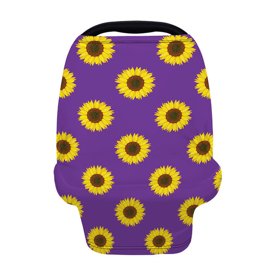Purple Sunflower Pattern Print Baby Seat Cover