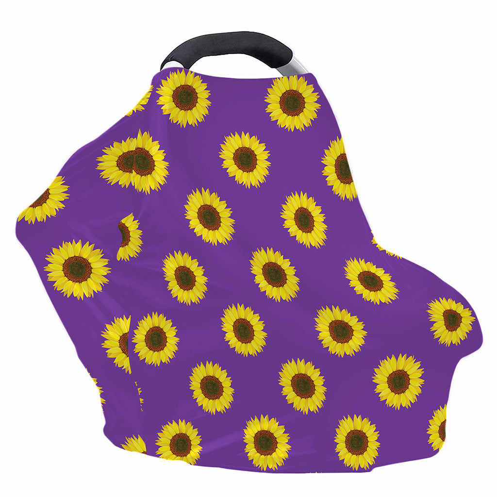 Purple Sunflower Pattern Print Baby Seat Cover