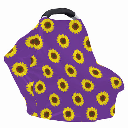 Purple Sunflower Pattern Print Baby Seat Cover