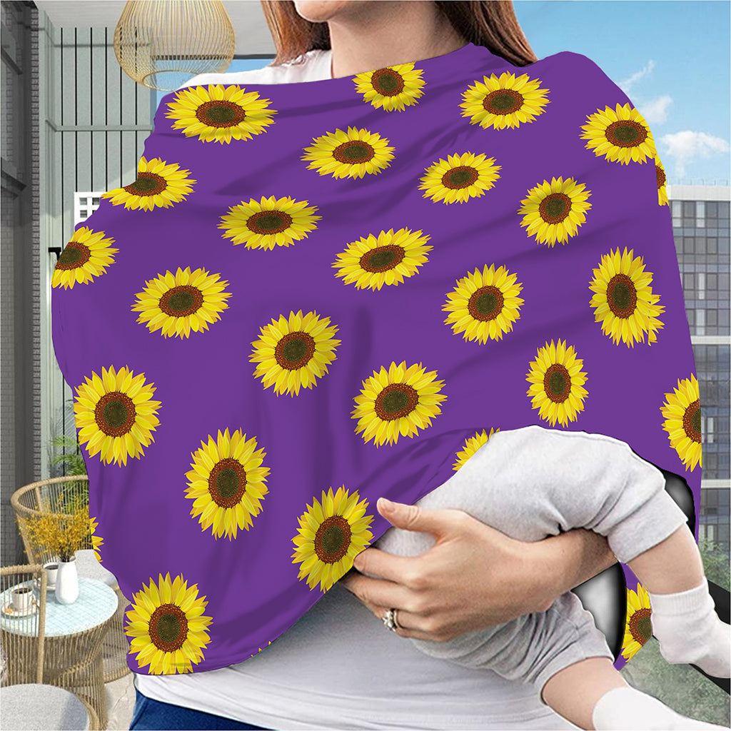 Purple Sunflower Pattern Print Baby Seat Cover