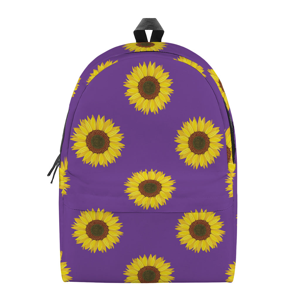 Purple Sunflower Pattern Print Backpack