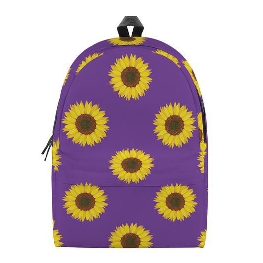 Purple Sunflower Pattern Print Backpack
