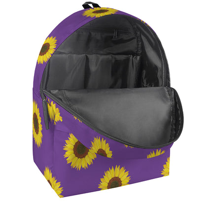 Purple Sunflower Pattern Print Backpack
