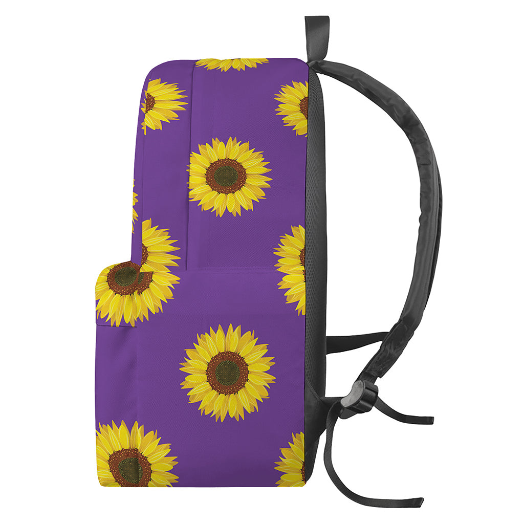 Purple Sunflower Pattern Print Backpack