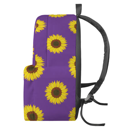 Purple Sunflower Pattern Print Backpack