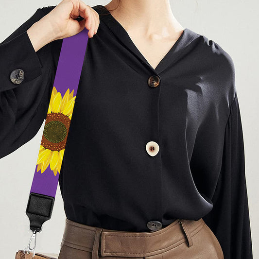 Purple Sunflower Pattern Print Bag Strap