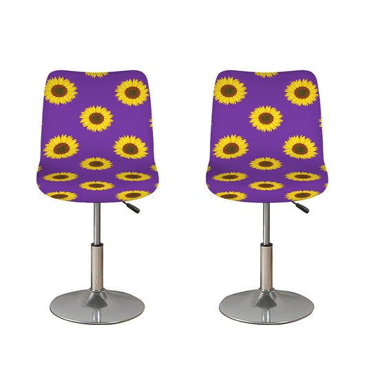 Purple Sunflower Pattern Print Bar Stool Covers