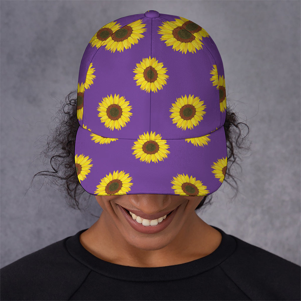 Purple Sunflower Pattern Print Baseball Cap