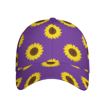Purple Sunflower Pattern Print Baseball Cap