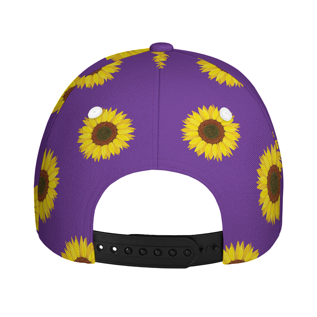 Purple Sunflower Pattern Print Baseball Cap