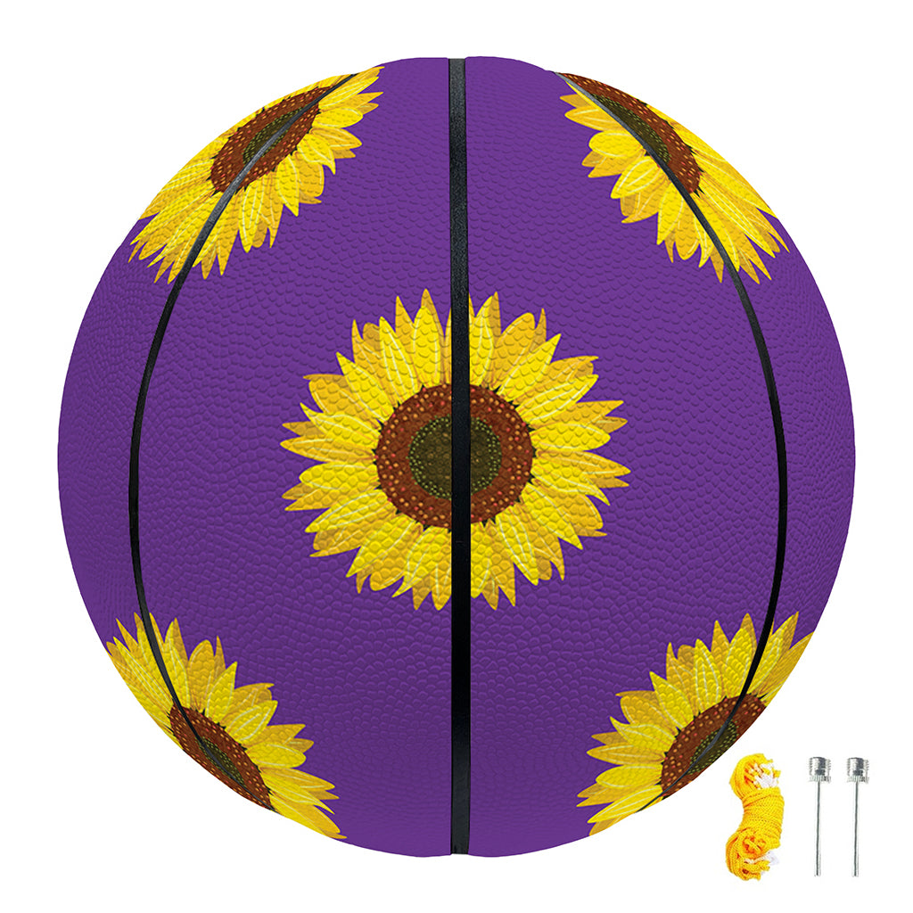 Purple Sunflower Pattern Print Basketball