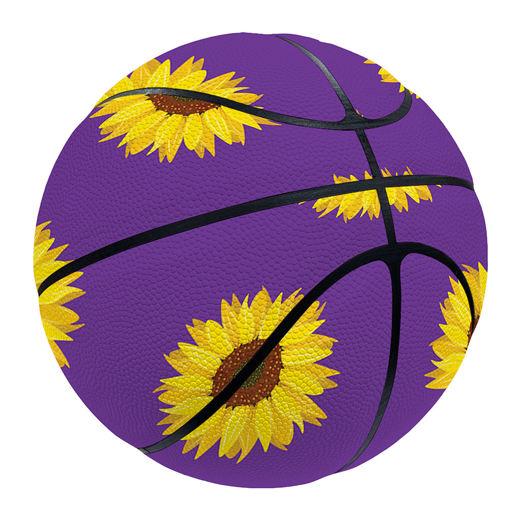 Purple Sunflower Pattern Print Basketball