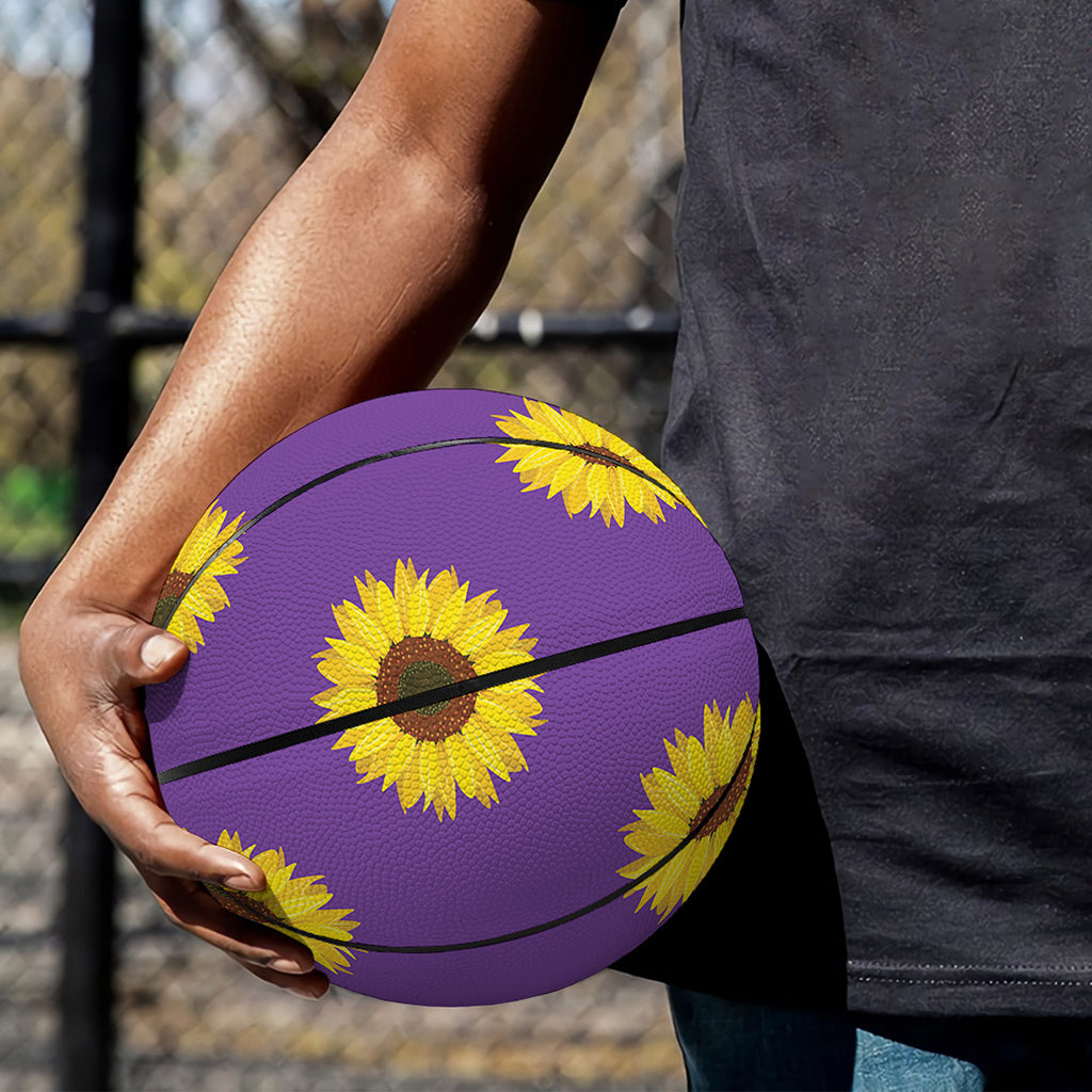 Purple Sunflower Pattern Print Basketball