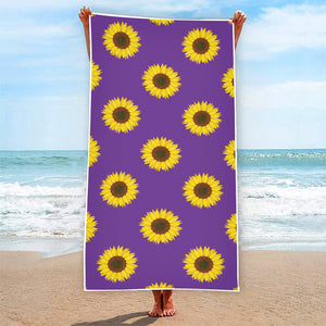 Purple Sunflower Pattern Print Beach Towel