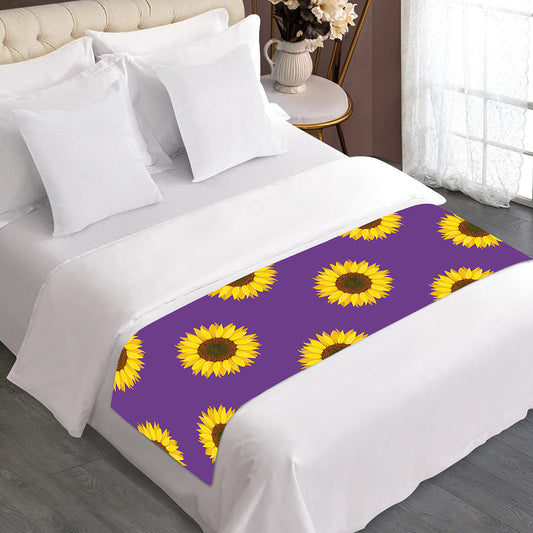 Purple Sunflower Pattern Print Bed Runner