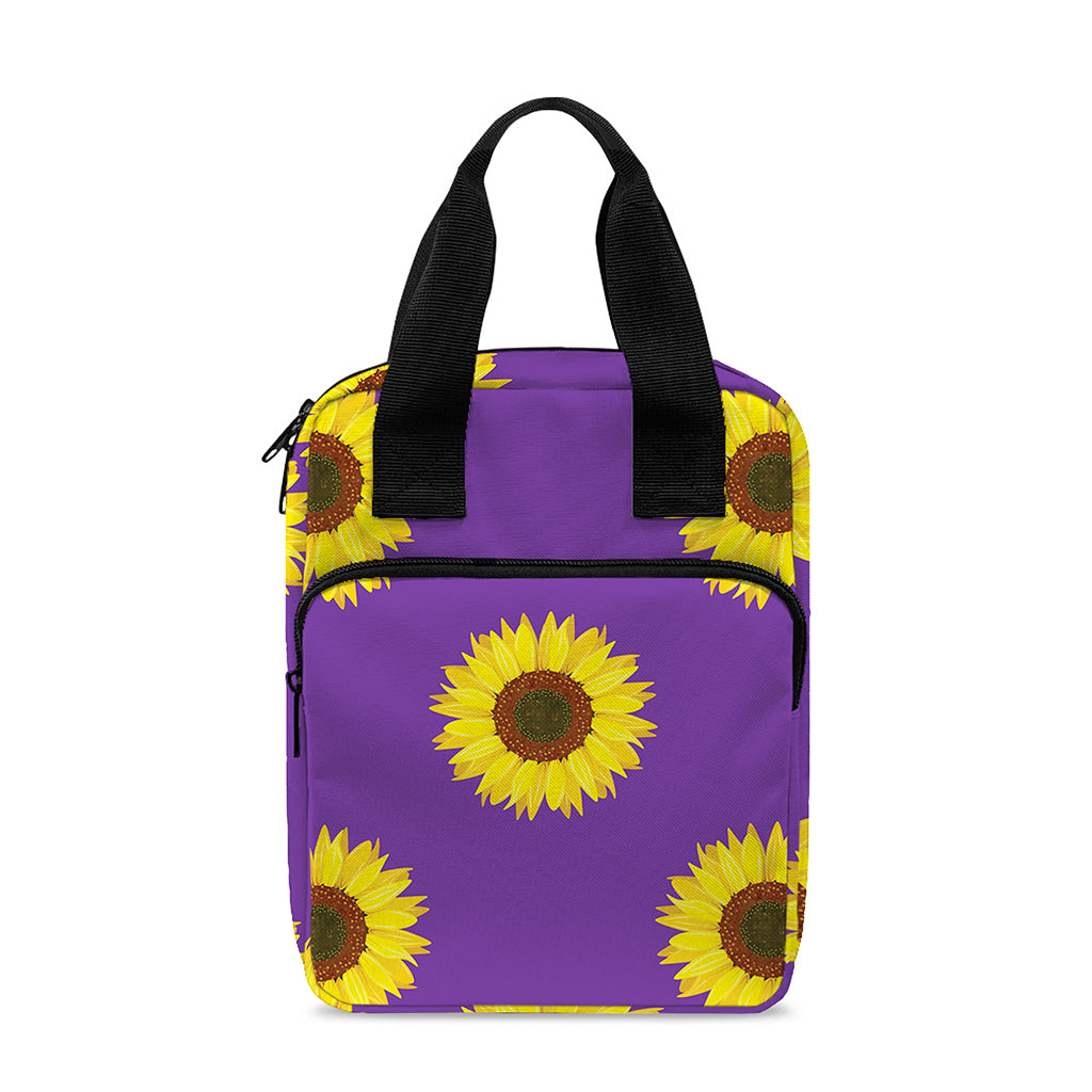Purple Sunflower Pattern Print Bible Tote Bag