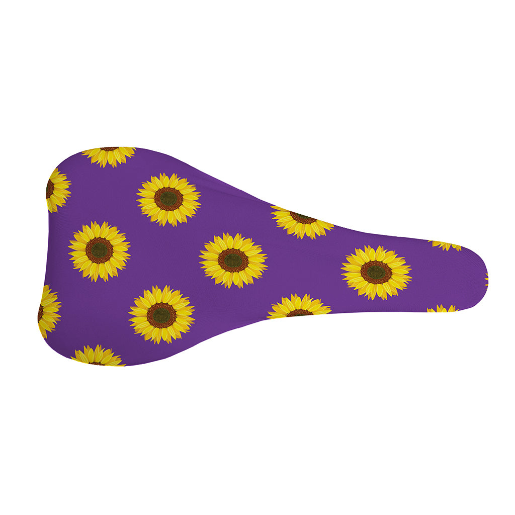 Purple Sunflower Pattern Print Bicycle Seat Cover